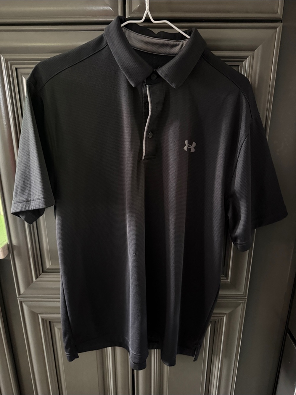Under Armour Men’s Black Performance Polo with Gray Logo